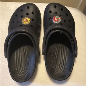 CROCS Black Clogs with Princess Jibbetz